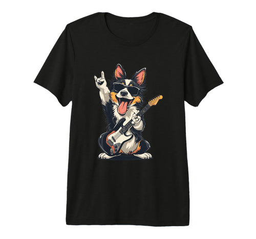 Funny Corgi Dog Playing Guitar Rock T-Shirt - Fun Novelty Design Unisex - T-Shirt, Sweatshirt, Hoodie