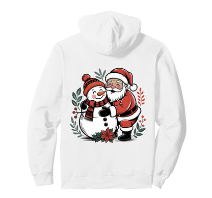 Snowman Santa Winter Boho Floral Hoodie - Custom Art Print for Adults - T-Shirt, Sweatshirt, Hoodie
