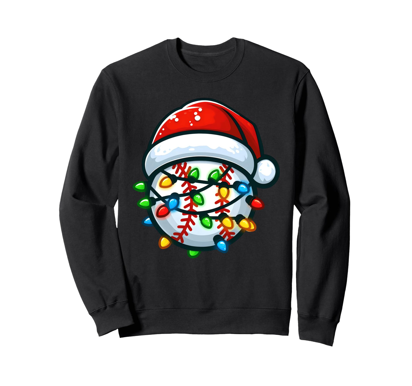 Baseball Ball Santa Hat Player Sweatshirt - Unique Graphic Men Women - T-Shirt, Sweatshirt, Hoodie
