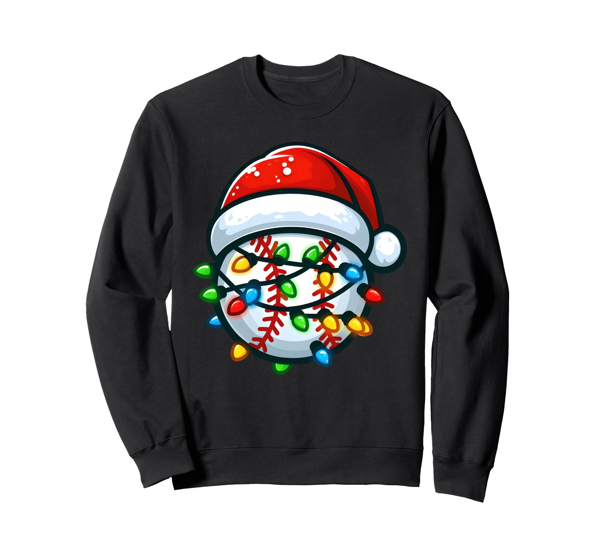 Baseball Ball Santa Hat Player Sweatshirt - Unique Graphic Men Women - T-Shirt, Sweatshirt, Hoodie