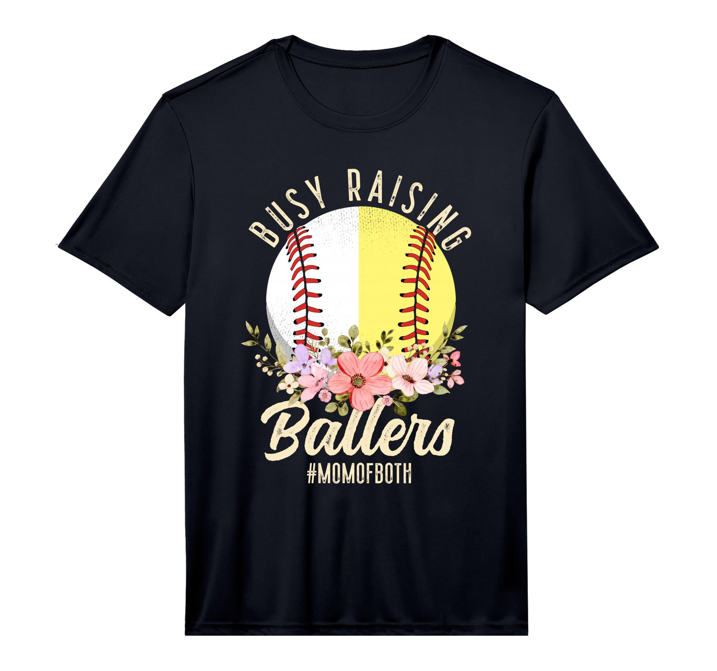 Mens Baseball Softball Mom Both Busy T-Shirt - Custom Art Print Unisex - T-Shirt, Sweatshirt, Hoodie