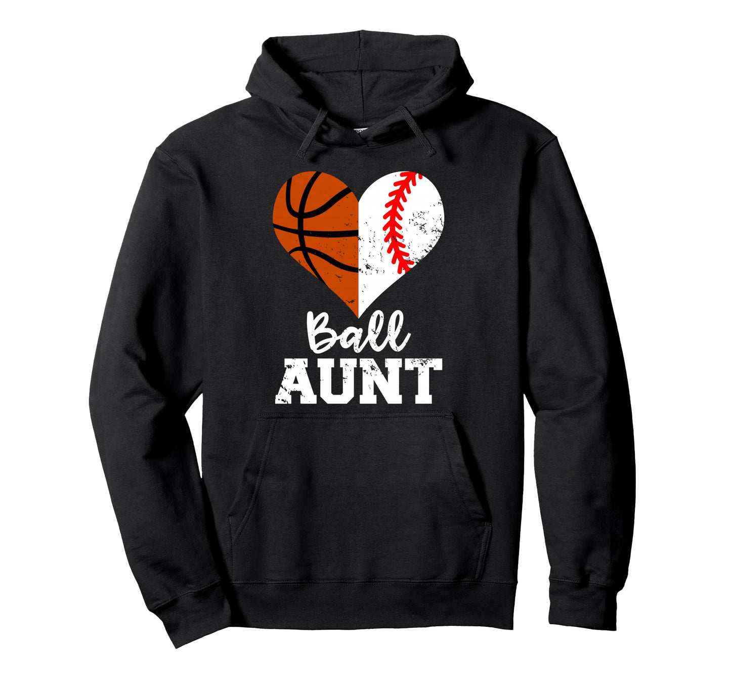 Ball Aunt Heart Funny Baseball Basketball Hoodie - Graphic Print Unisex - T-Shirt, Sweatshirt, Hoodie