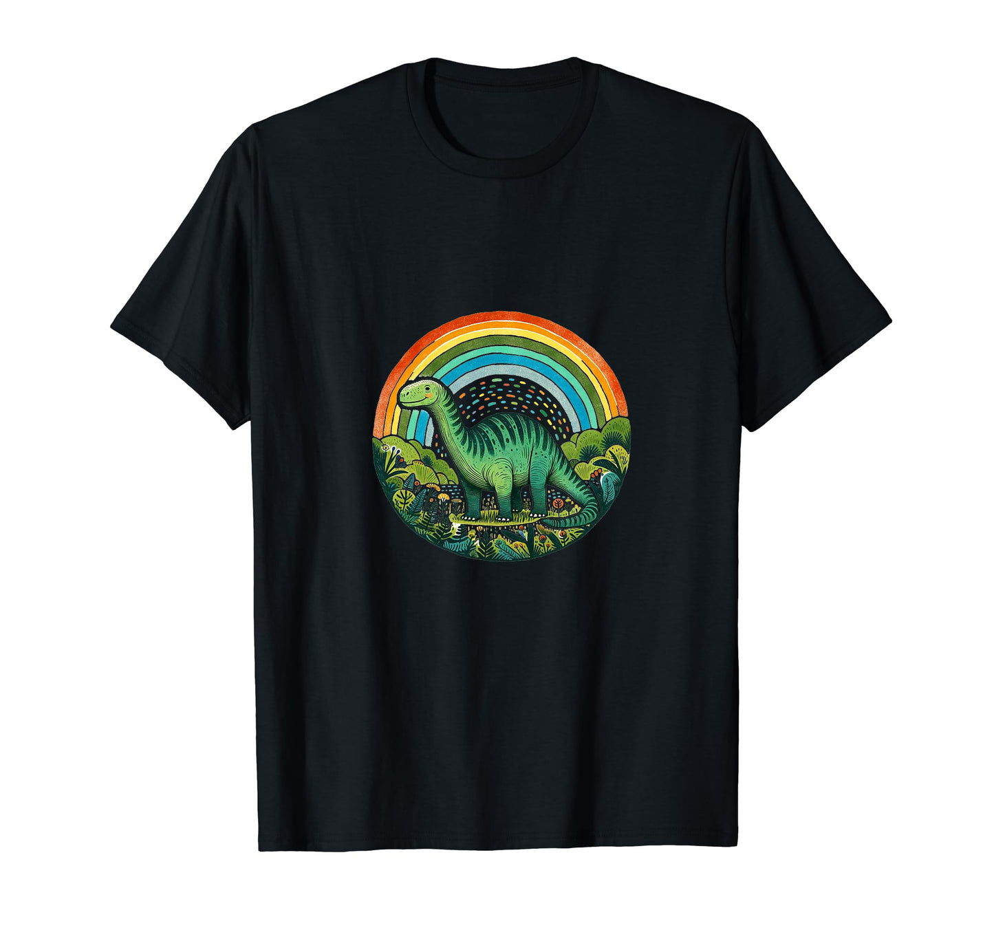 Dinosaur Art Green Rainbow T-Shirt - Aesthetic Graphic for Adults - T-Shirt, Sweatshirt, Hoodie