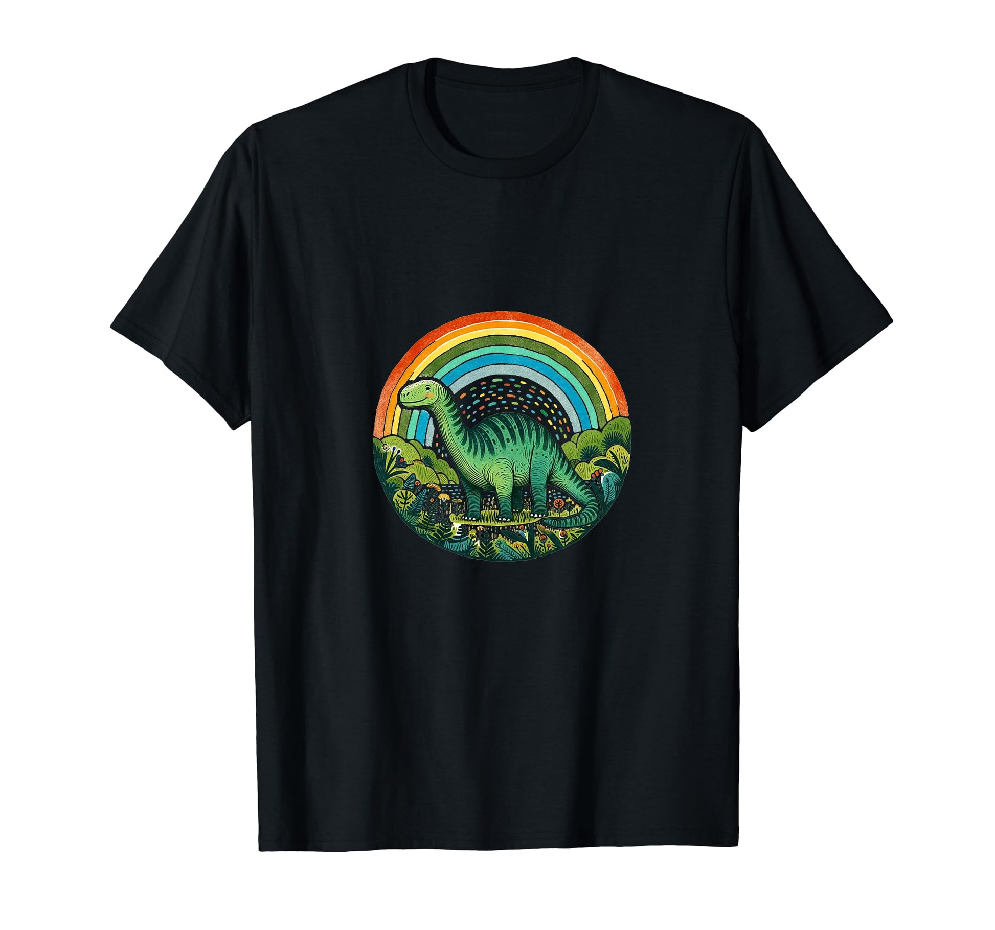 Dinosaur Art Green Rainbow T-Shirt - Aesthetic Graphic for Adults - T-Shirt, Sweatshirt, Hoodie