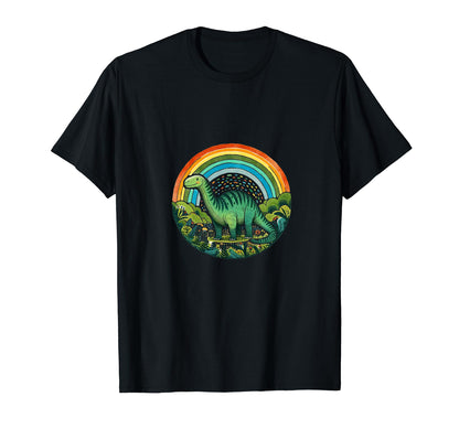 Dinosaur Art Green Rainbow T-Shirt - Aesthetic Graphic for Adults - T-Shirt, Sweatshirt, Hoodie