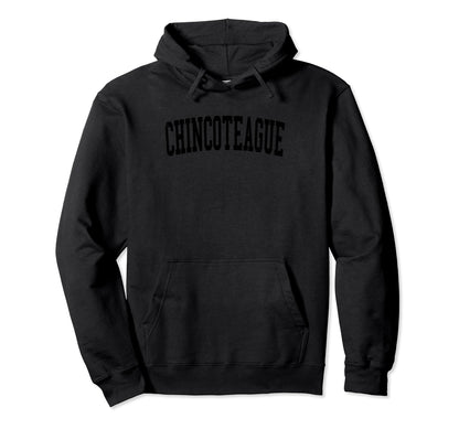 Chincoteague Distressed Black Varsity Hoodie - Streetwear Style Men Women - T-Shirt, Sweatshirt, Hoodie