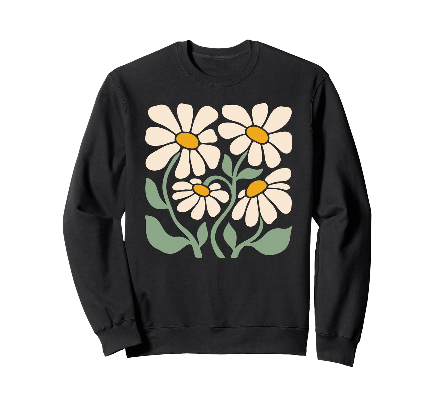 Daisy Flowers Minimal Floral Sweatshirt - Custom Art Print Unisex - T-Shirt, Sweatshirt, Hoodie