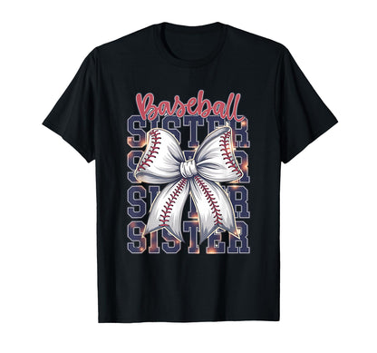 Baseball Sister Coquette Bow T-Shirt - Unique Graphic Men Women - T-Shirt, Sweatshirt, Hoodie