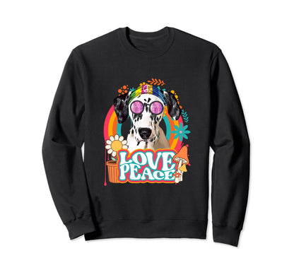 Hippie Dalmatian Dog 60S 70S Peace Sweatshirt - Fun Novelty Design Unisex - T-Shirt, Sweatshirt, Hoodie