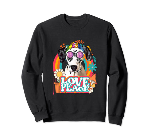 Hippie Dalmatian Dog 60S 70S Peace Sweatshirt - Fun Novelty Design Unisex - T-Shirt, Sweatshirt, Hoodie