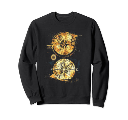 Boho Compass Map Elements Sweatshirt - Fun Novelty Design Unisex - T-Shirt, Sweatshirt, Hoodie
