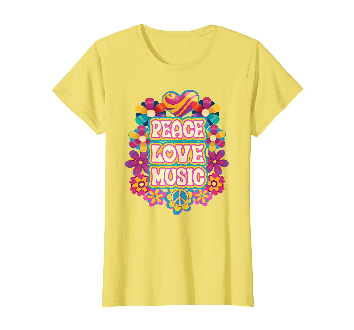 Womens Groovy Peace Love Music Hippie 60S T-Shirt - Trendy Graphic Unisex - T-Shirt, Sweatshirt, Hoodie