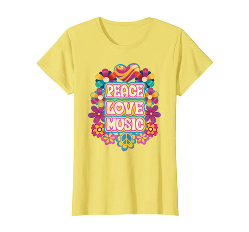 Womens Groovy Peace Love Music Hippie 60S T-Shirt - Trendy Graphic Unisex - T-Shirt, Sweatshirt, Hoodie