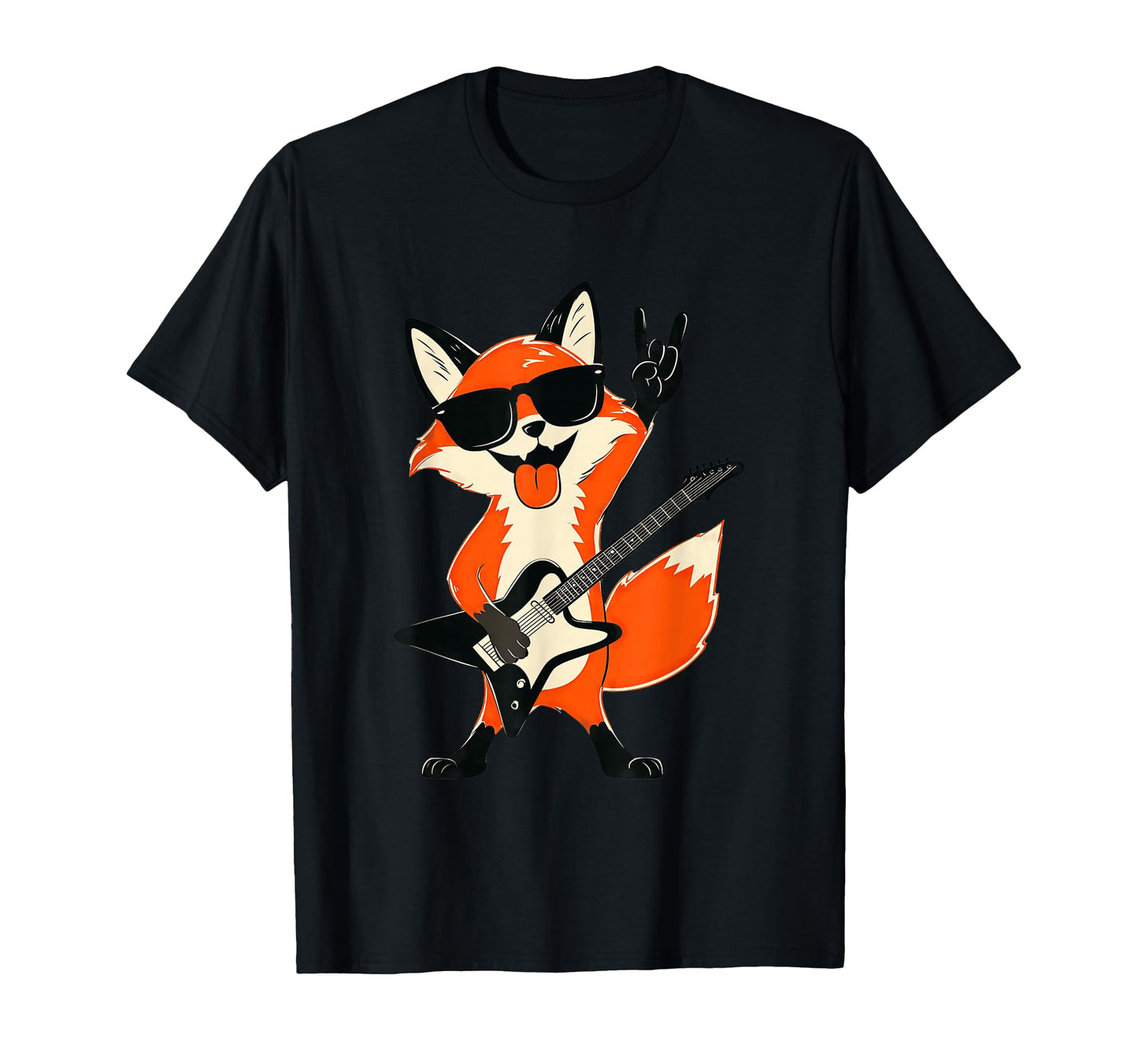 Fox Guitarist Funny Rock Music Animal Lover T-Shirt - Trendy Graphic Unisex - T-Shirt, Sweatshirt, Hoodie