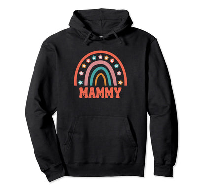 Mammy Groovy Grandma Rainbow Boho Hoodie - Unique Graphic Unisex - T-Shirt, Sweatshirt, Hoodie