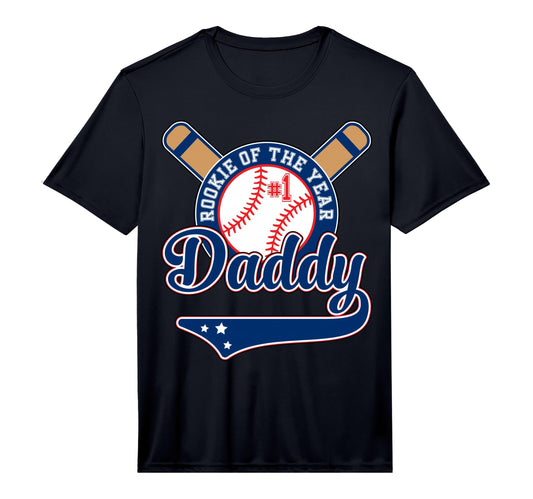 Mens Daddy Rookie 1St Birthday Baseball T-Shirt - Trendy Graphic Unisex - T-Shirt, Sweatshirt, Hoodie