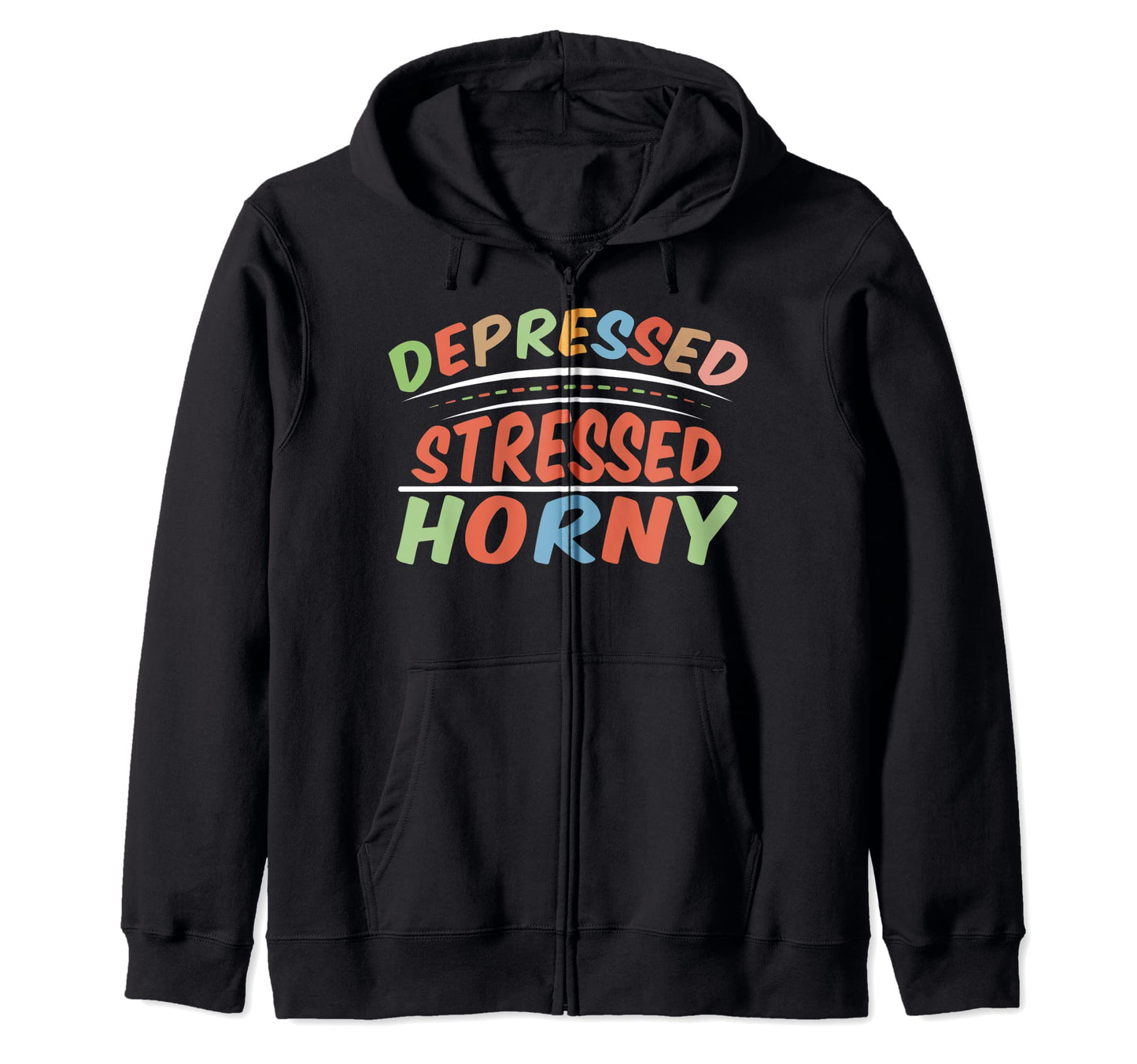 Aesthetic Vaporwave Depressed Stressed Horny Hoodie - Unique Graphic Unisex - T-Shirt, Sweatshirt, Hoodie