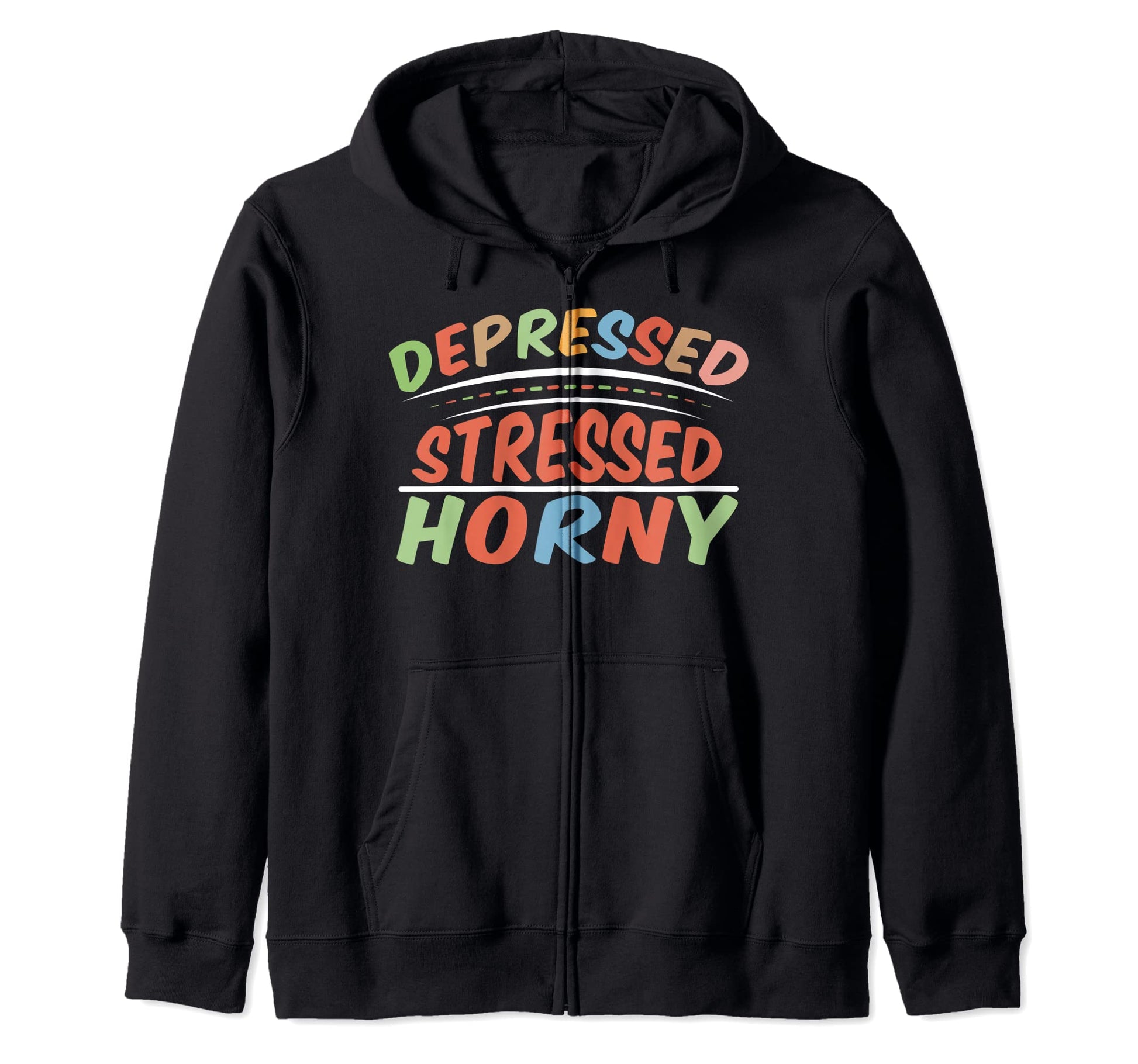 Aesthetic Vaporwave Depressed Stressed Horny Hoodie - Unique Graphic Unisex - T-Shirt, Sweatshirt, Hoodie