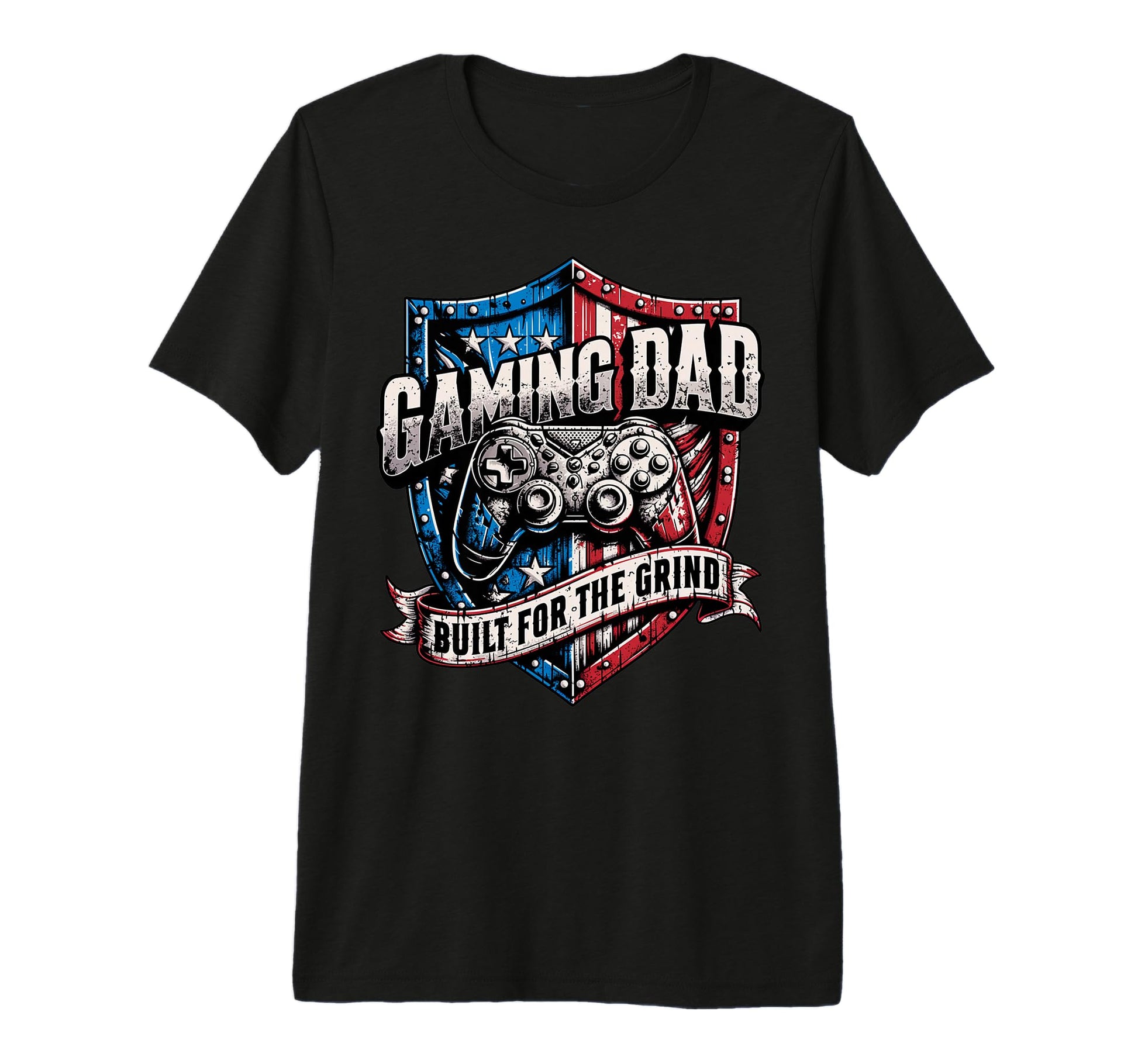 Patriotic Usa Gaming Dad Built Grind T-Shirt - Fun Novelty Design Unisex - T-Shirt, Sweatshirt, Hoodie