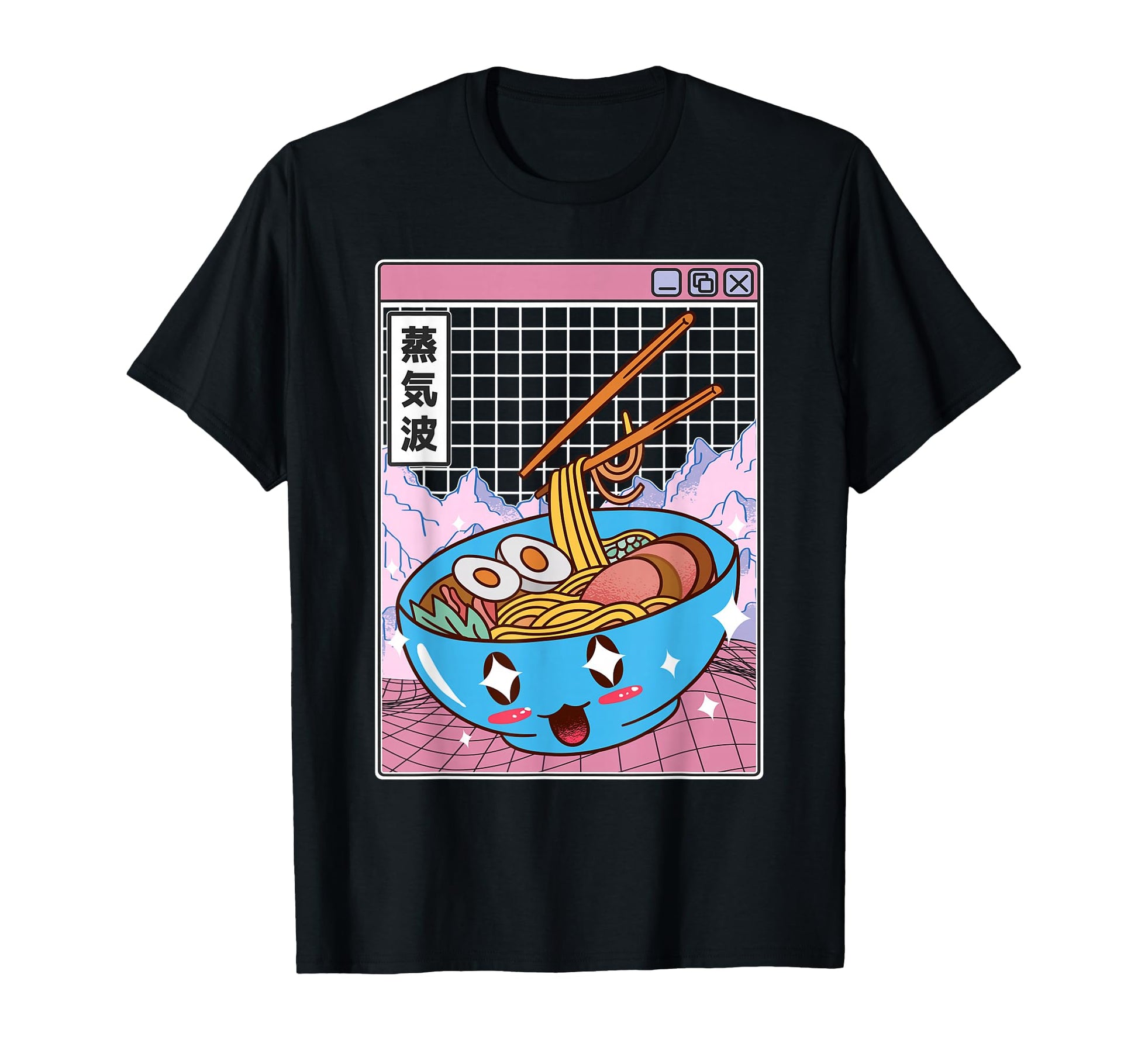 Ramen Noodles Bowl Kawaii Grid T-Shirt - Streetwear Style Men Women - T-Shirt, Sweatshirt, Hoodie