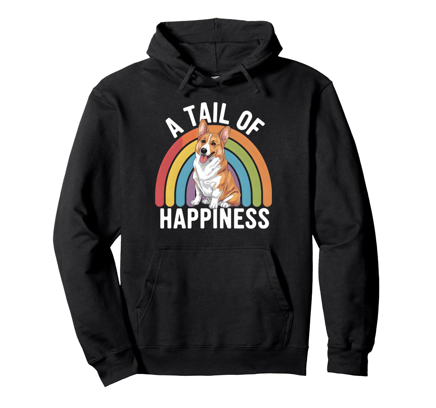 Tail Happiness Corgi Dog Rainbow Hoodie - Minimalist Print for Adults - T-Shirt, Sweatshirt, Hoodie