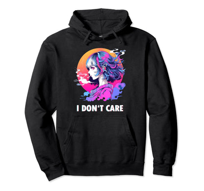 Aesthetic Vaporwave I Dont Care Hoodie - Novelty Apparel Men Women - T-Shirt, Sweatshirt, Hoodie