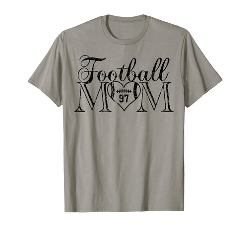 Football Mom Black Number 97 Jersey Heart T-Shirt - Unique Graphic Unisex - T-Shirt, Sweatshirt, Hoodie
