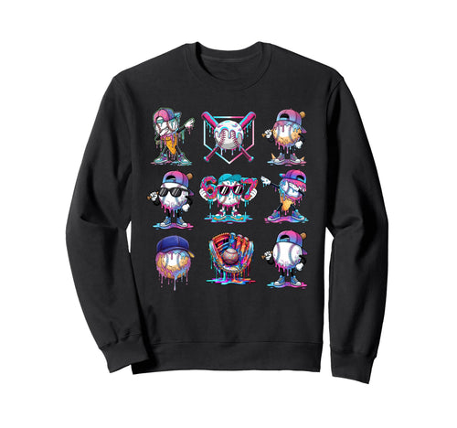 Baseball Drip Ice Cream Drip Sweatshirt - Streetwear Style for Adults - T-Shirt, Sweatshirt, Hoodie