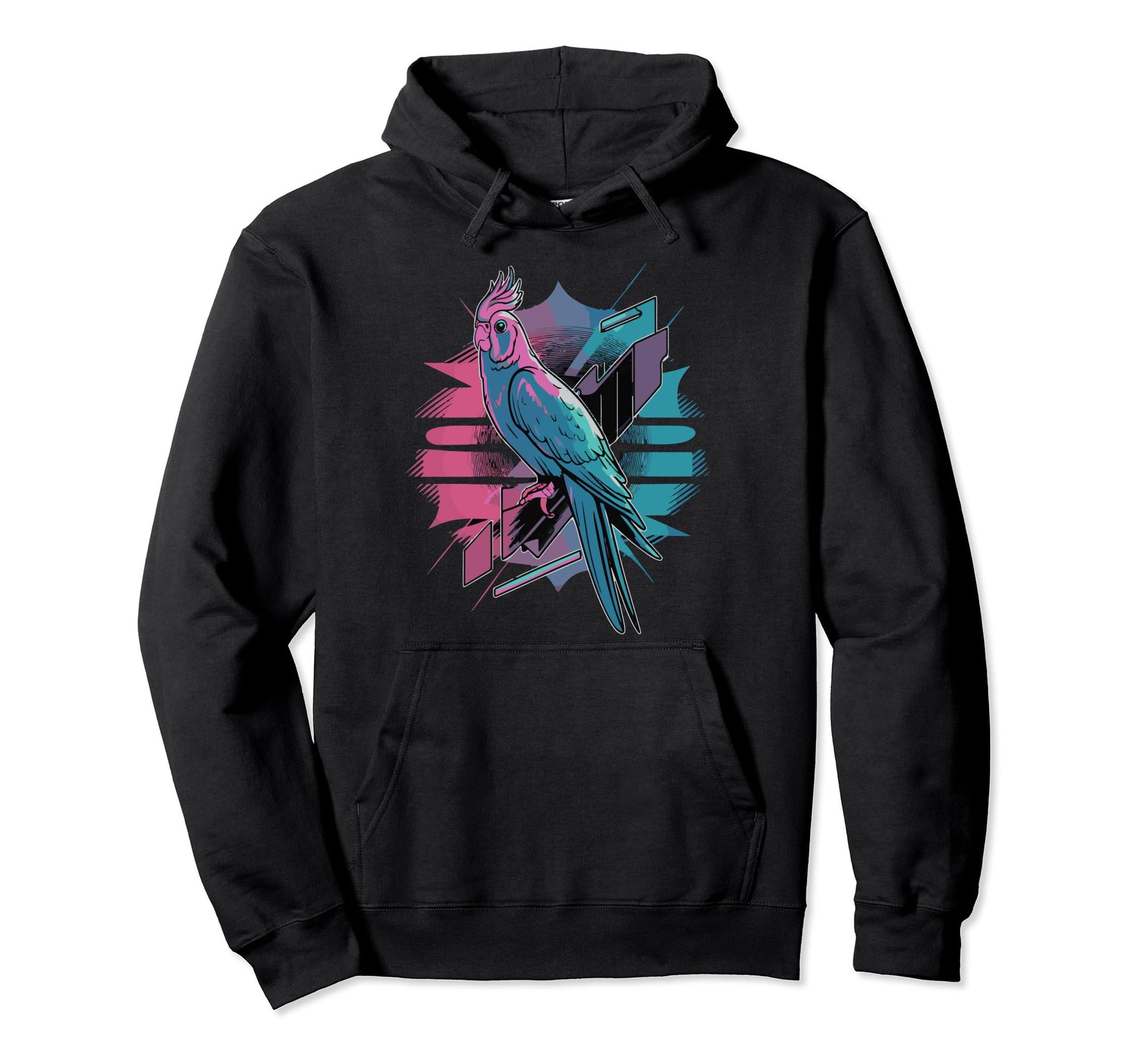 Vaporwave Cockatiel Aesthetic Hoodie - Fun Novelty Design Men Women - T-Shirt, Sweatshirt, Hoodie