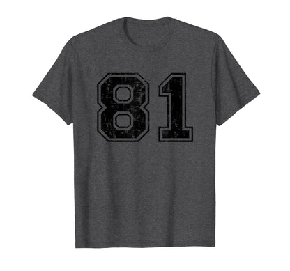 Number 81 Varsity Distressed Sport T-Shirt - Aesthetic Graphic for Adults - T-Shirt, Sweatshirt, Hoodie