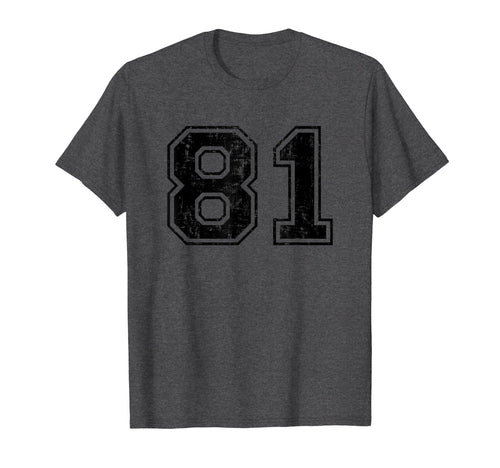 Number 81 Varsity Distressed Sport T-Shirt - Aesthetic Graphic for Adults - T-Shirt, Sweatshirt, Hoodie