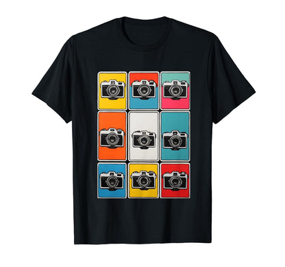 Camera Grid Colorful Pop Art T-Shirt - Minimalist Print Men Women - T-Shirt, Sweatshirt, Hoodie