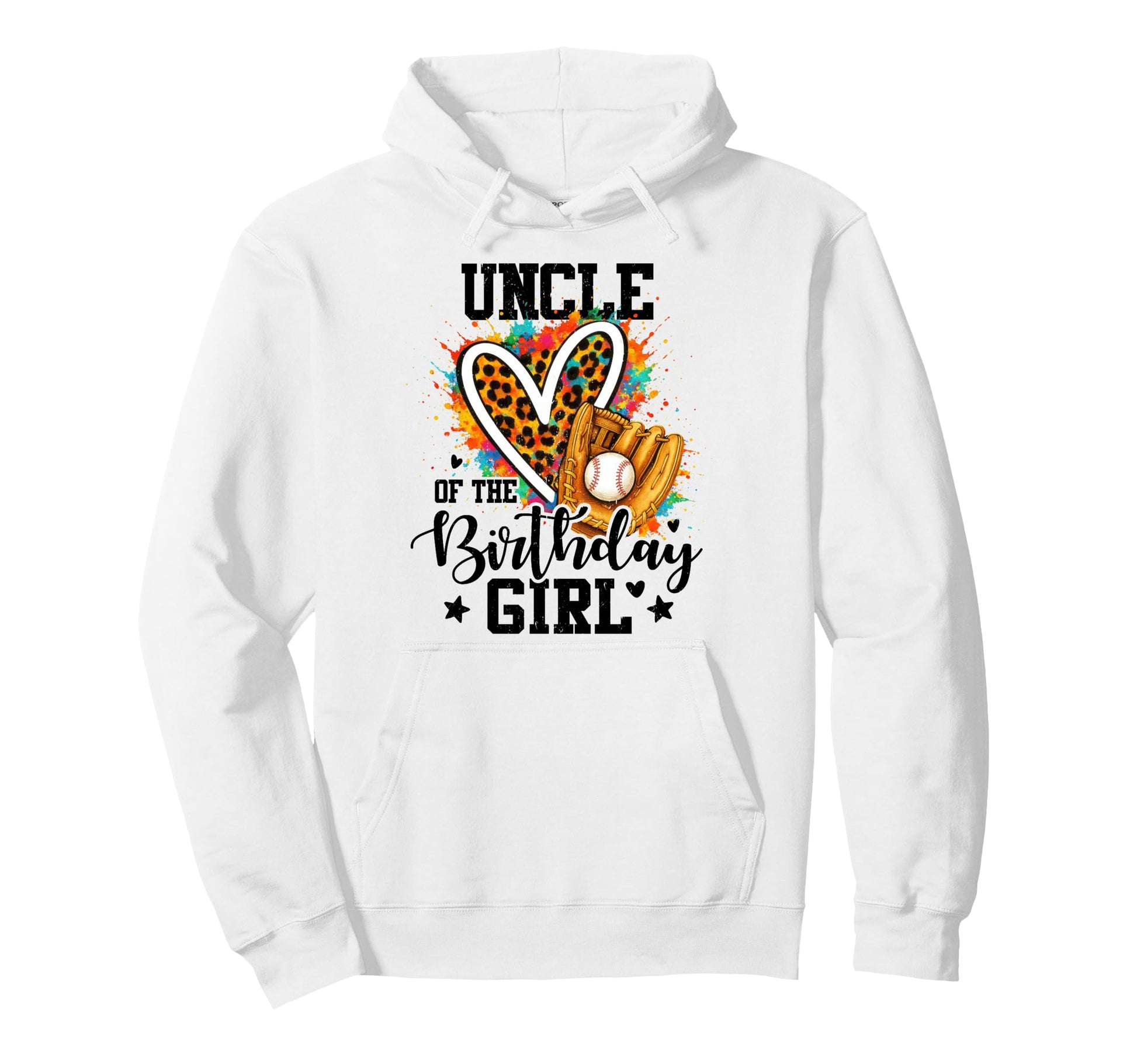 Uncle Birthday Baseball Colorful Hoodie - Fun Novelty Design for Adults - T-Shirt, Sweatshirt, Hoodie