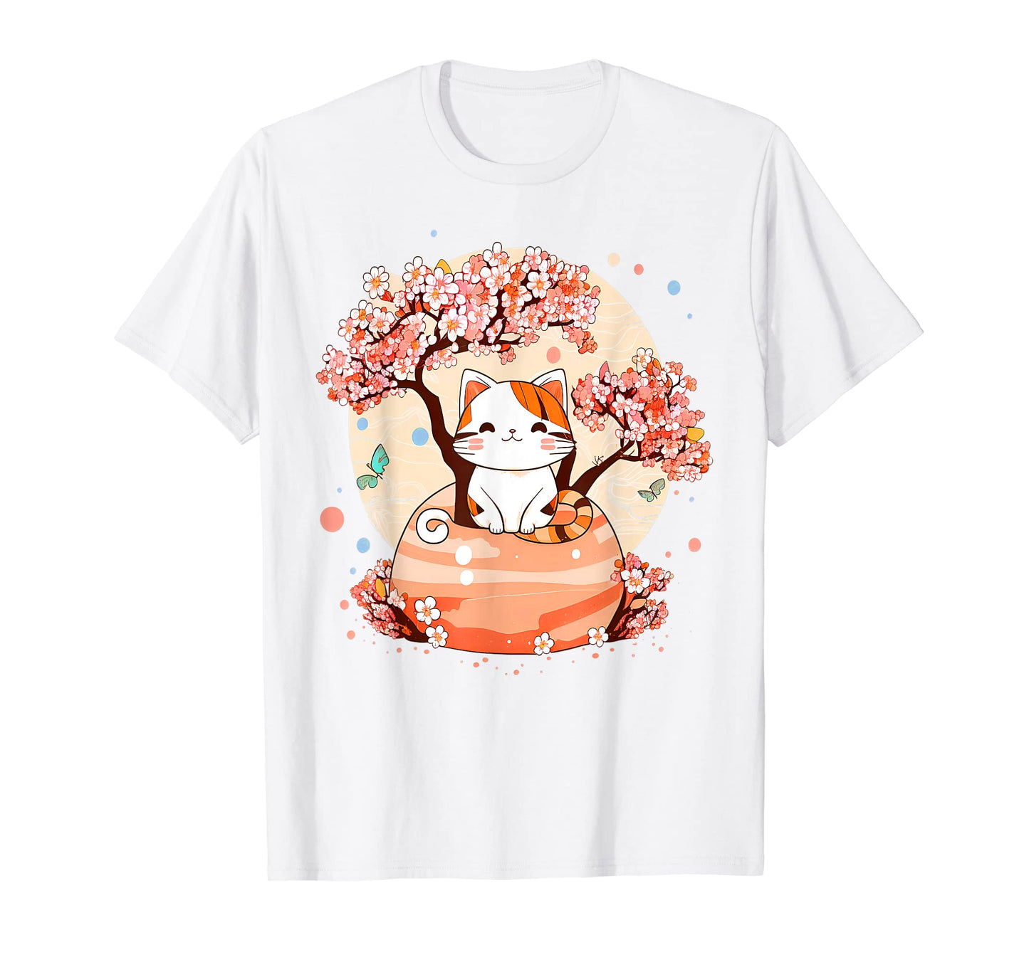 Kawaii Cat Japanese Aesthetic Vaporwave T-Shirt - Graphic Print for Adults - T-Shirt, Sweatshirt, Hoodie