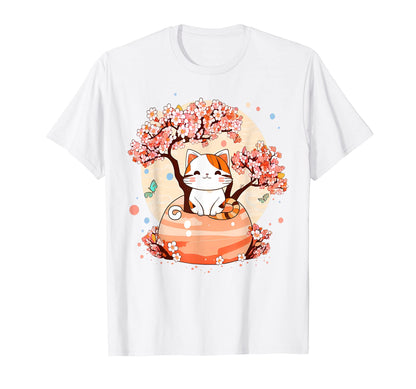 Kawaii Cat Japanese Aesthetic Vaporwave T-Shirt - Graphic Print for Adults - T-Shirt, Sweatshirt, Hoodie