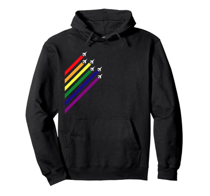 Jet Fighter Plane Lgbtq Rainbow Gay Pride Hoodie - Unique Graphic Unisex - T-Shirt, Sweatshirt, Hoodie