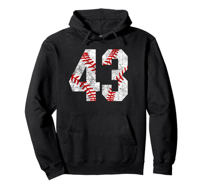 Distressed Baseball Number 43 Jersey Hoodie - Streetwear Style for Adults - T-Shirt, Sweatshirt, Hoodie