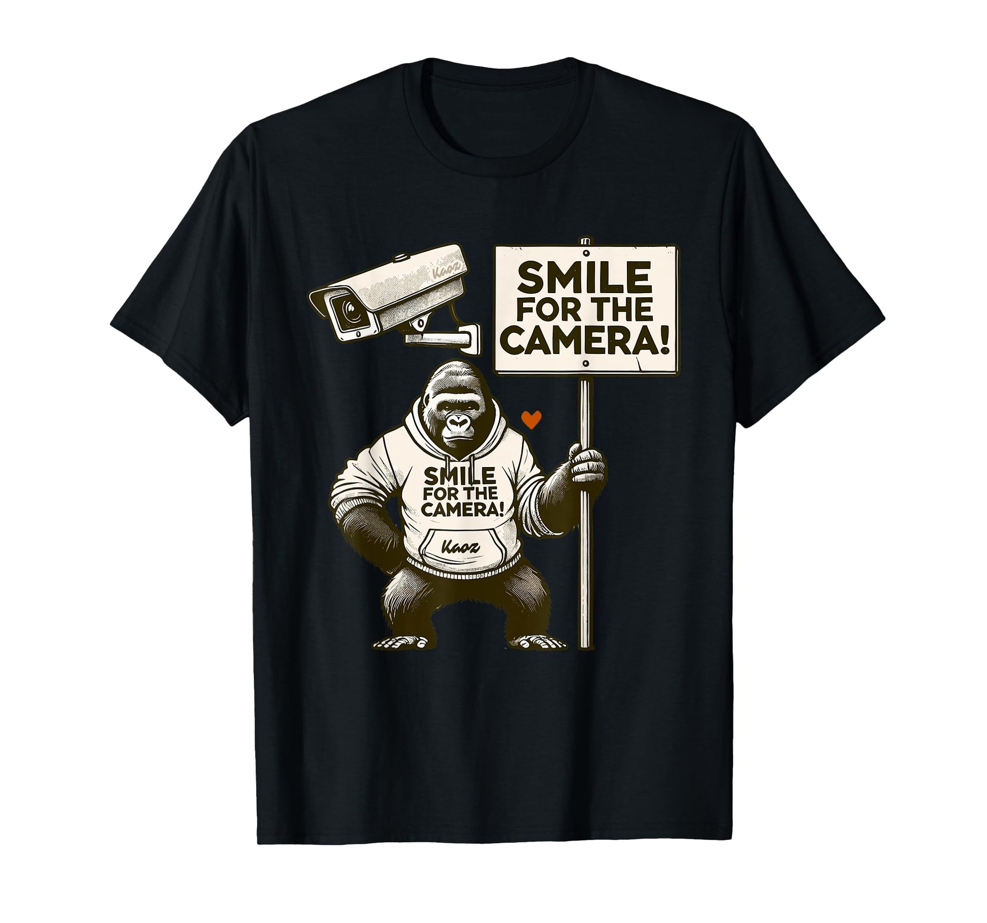 Gorilla Sign Smile Surveillance Camera T-Shirt - Graphic Print Unisex - T-Shirt, Sweatshirt, Hoodie