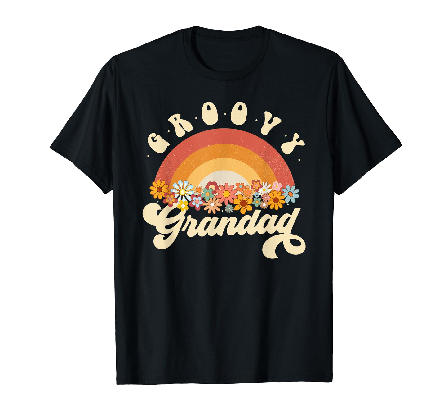 Groovy Grandad Rainbow Colorful Flowers T-Shirt - Trendy Graphic for Adults - T-Shirt, Sweatshirt, Hoodie