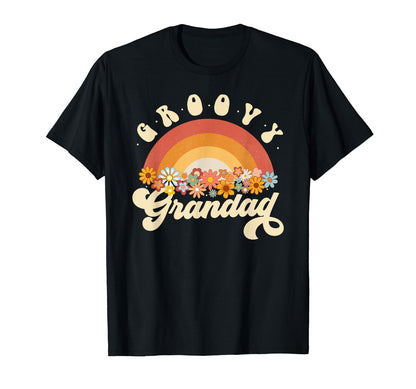 Groovy Grandad Rainbow Colorful Flowers T-Shirt - Trendy Graphic for Adults - T-Shirt, Sweatshirt, Hoodie