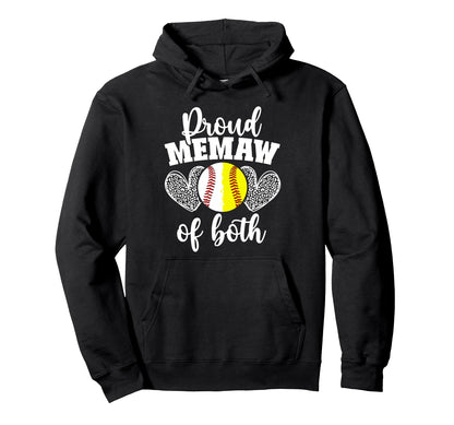 Proud Memaw Both Softball Baseball Memaw Hoodie - Novelty Apparel Unisex - T-Shirt, Sweatshirt, Hoodie