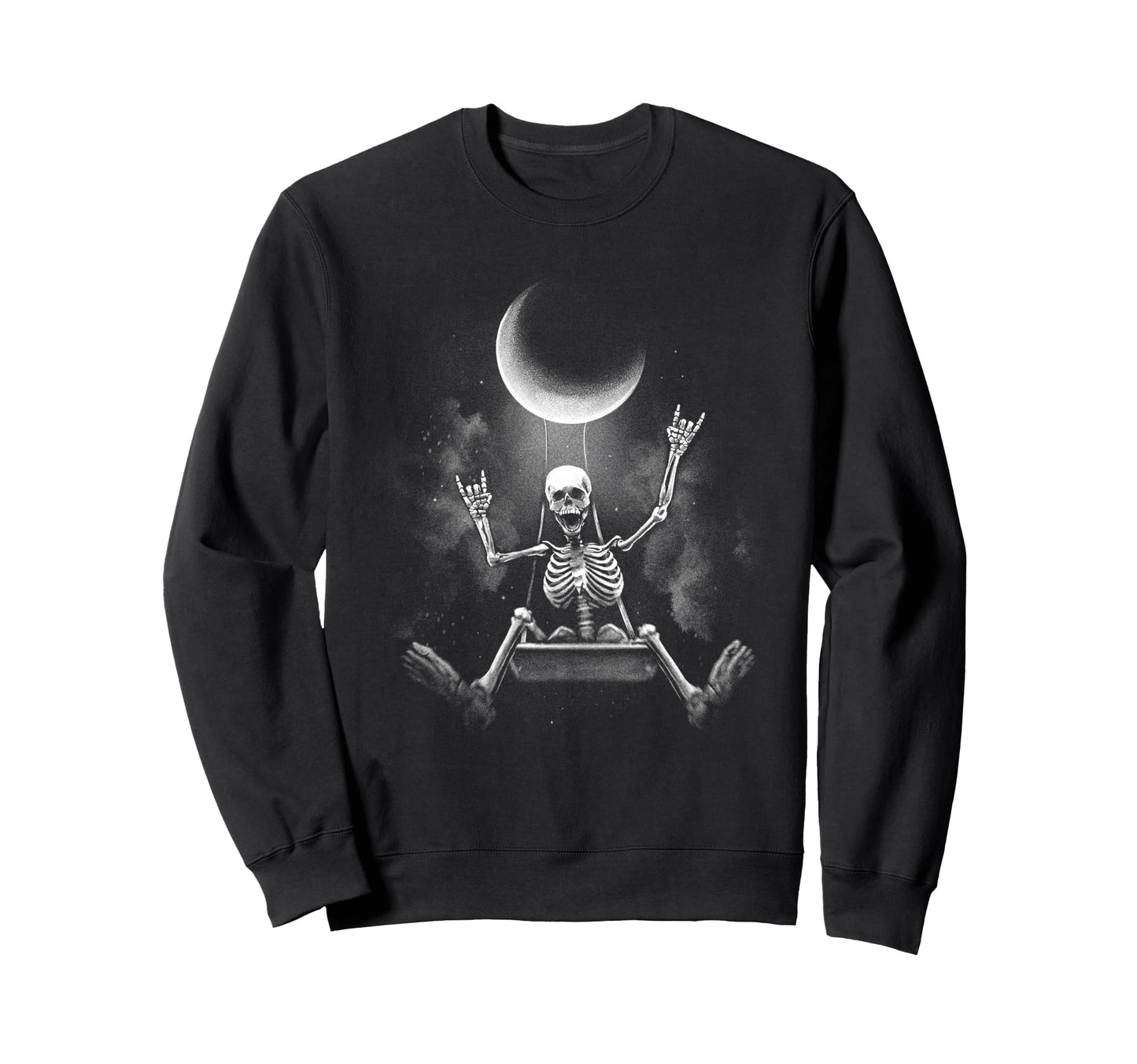 Swinging Skeleton Rocker Rock Sweatshirt - Fun Novelty Design for Adults - T-Shirt, Sweatshirt, Hoodie