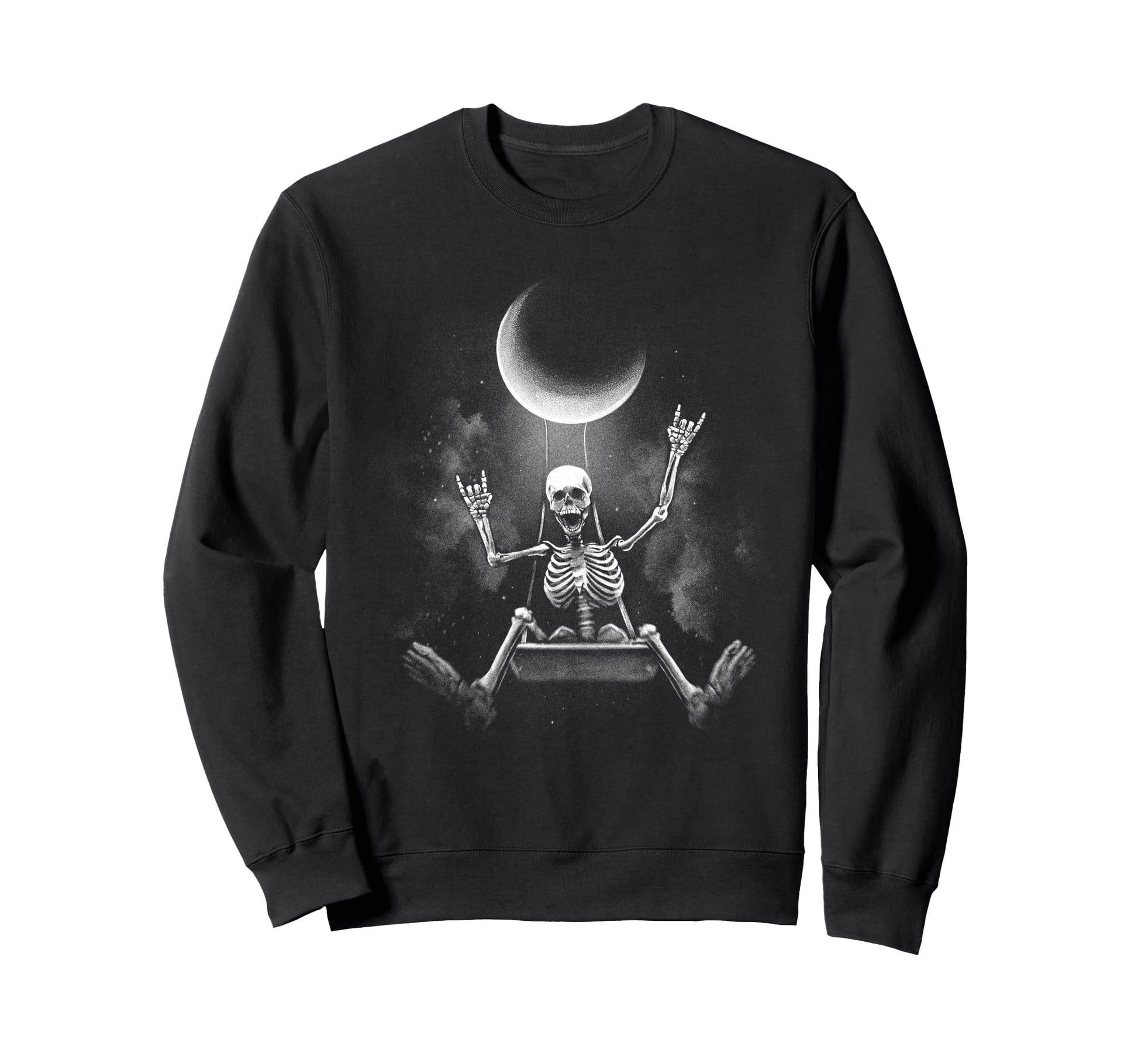Swinging Skeleton Rocker Rock Sweatshirt - Fun Novelty Design for Adults - T-Shirt, Sweatshirt, Hoodie