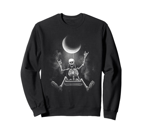 Swinging Skeleton Rocker Rock Sweatshirt - Fun Novelty Design for Adults - T-Shirt, Sweatshirt, Hoodie