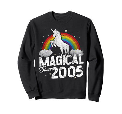 20Th Birthday Magical Since 2005 Sweatshirt - Aesthetic Graphic for Adults - T-Shirt, Sweatshirt, Hoodie