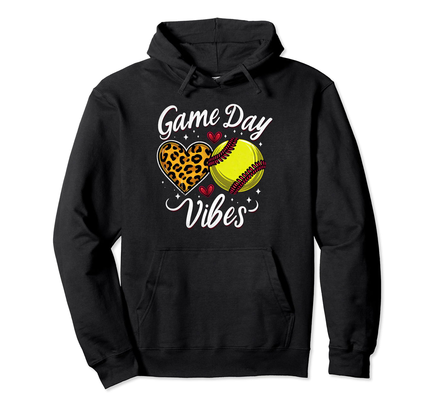 Bleached Softball Game Day Vibes Leopard Hoodie - Trendy Graphic Men Women - T-Shirt, Sweatshirt, Hoodie