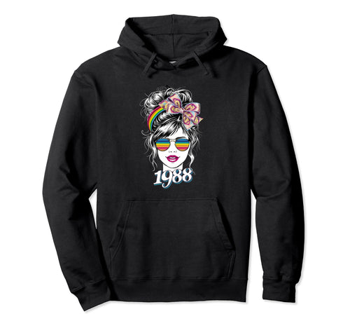 Stylish 1988 Rainbow Sunglasses Fan 80S Hoodie - Graphic Print Men Women - T-Shirt, Sweatshirt, Hoodie