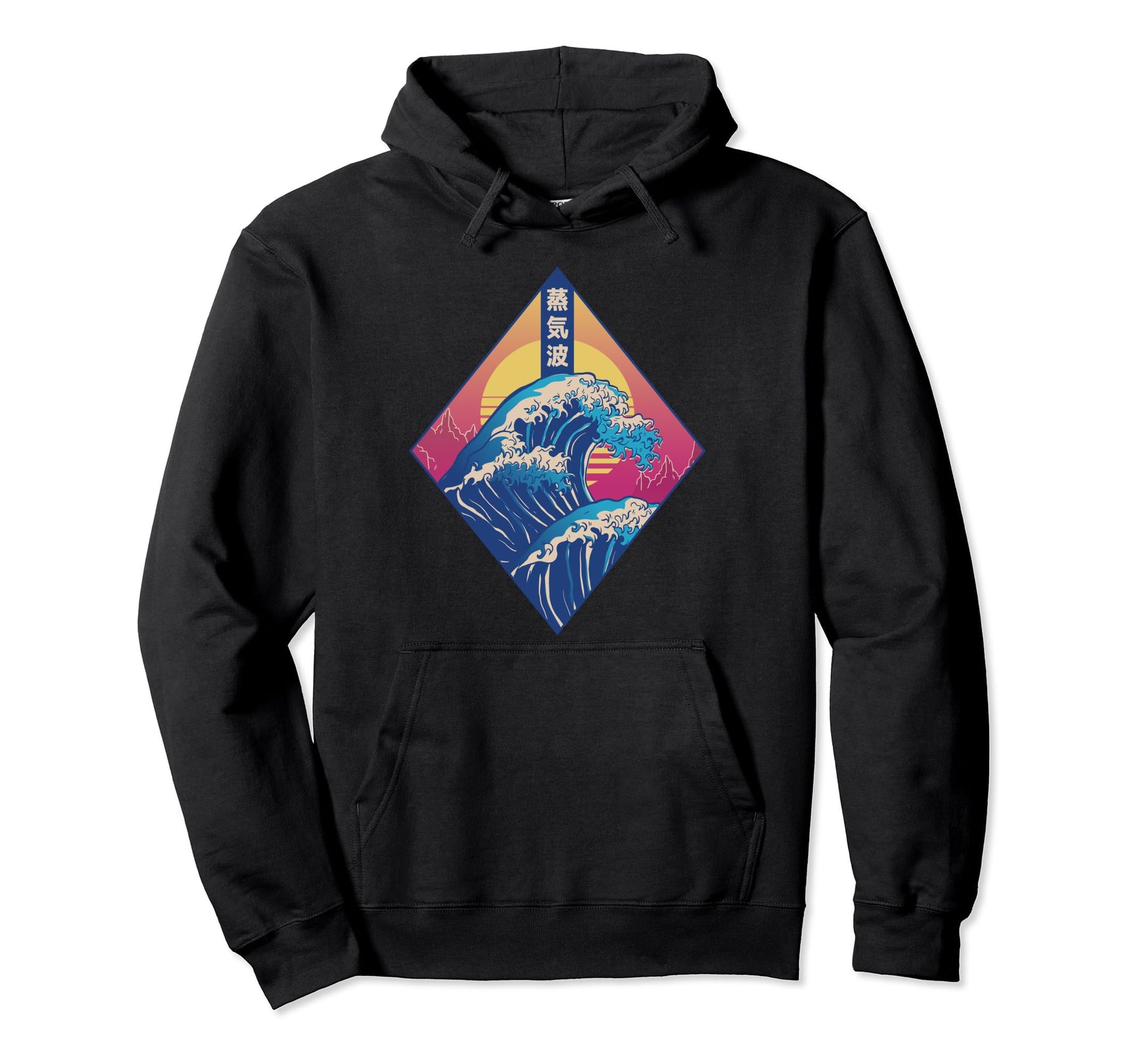 Great Wave Japanese Vaporwave 90S Hoodie - Casual Everyday Wear Men Women - T-Shirt, Sweatshirt, Hoodie