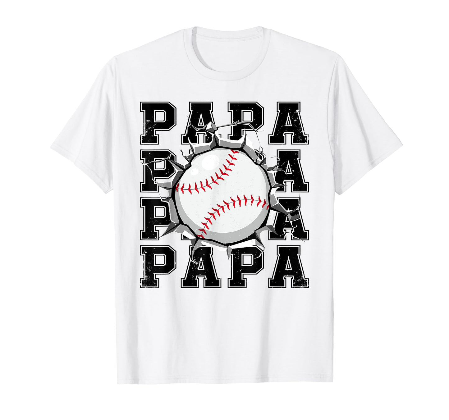 Baseball Papa Cracked Wall Family T-Shirt - Custom Art Print Unisex - T-Shirt, Sweatshirt, Hoodie