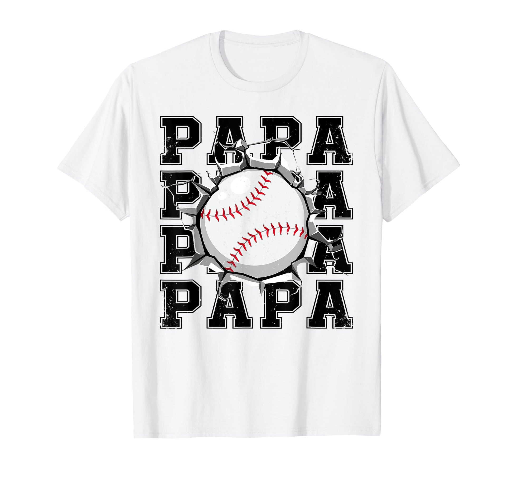 Baseball Papa Cracked Wall Family T-Shirt - Custom Art Print Unisex - T-Shirt, Sweatshirt, Hoodie